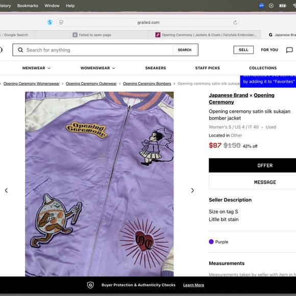 OPENING CEREMONY 100% SILK REVERSIBLE "FAIRYTALE TO STRIPES" ZIP JACKET WOMENS S - Picture 3 of 16